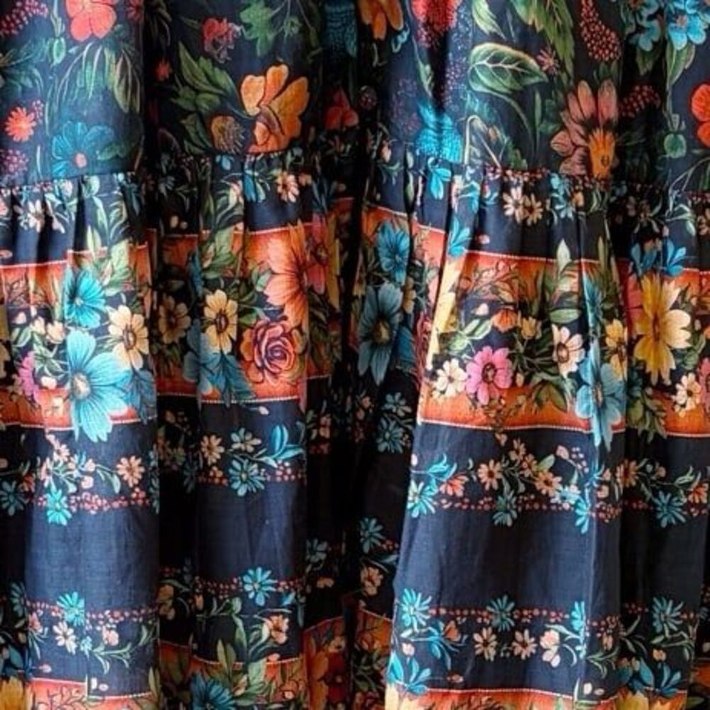 Anthropologie NWT XL Petite Floral Smocked Boho Midi Dress Flutter Sleeve - Picture 7 of 12